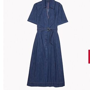 Tommy Hilfiger belted maxi  dress denim cotton